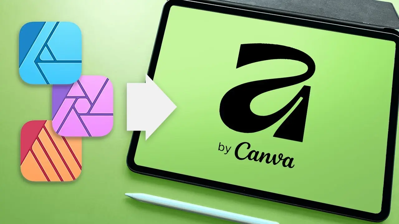 Affinity design software logo alongside Canva branding.