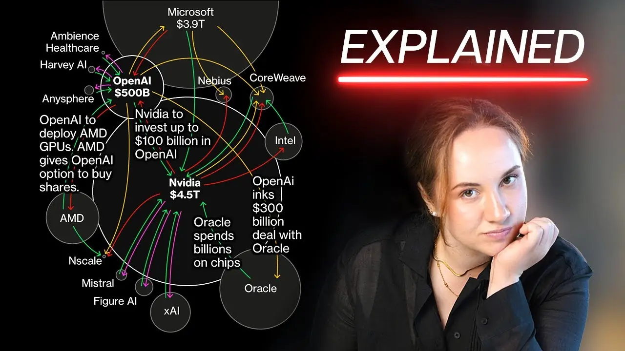 Diagram showing financial connections between major AI companies in trillion-dollar market ecosystem.
