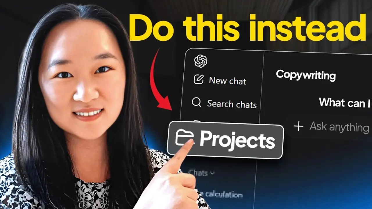 Helena Liu clicking on ChatGPT Projects tab with caption at top saying Do this instead.