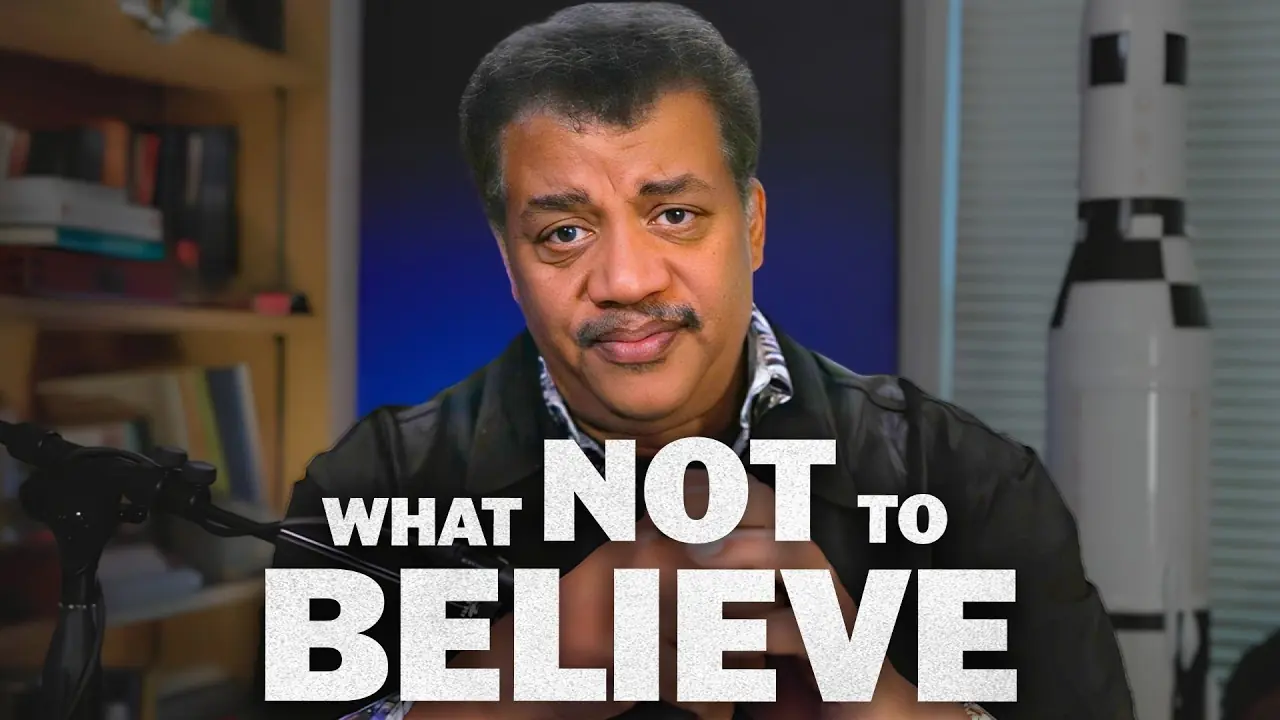 Neil deGrasse Tyson explaining evidence-based thinking strategies for evaluating online information.