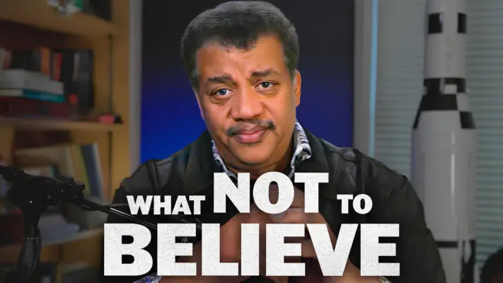 Neil deGrasse Tyson explaining evidence-based thinking strategies for evaluating online information.